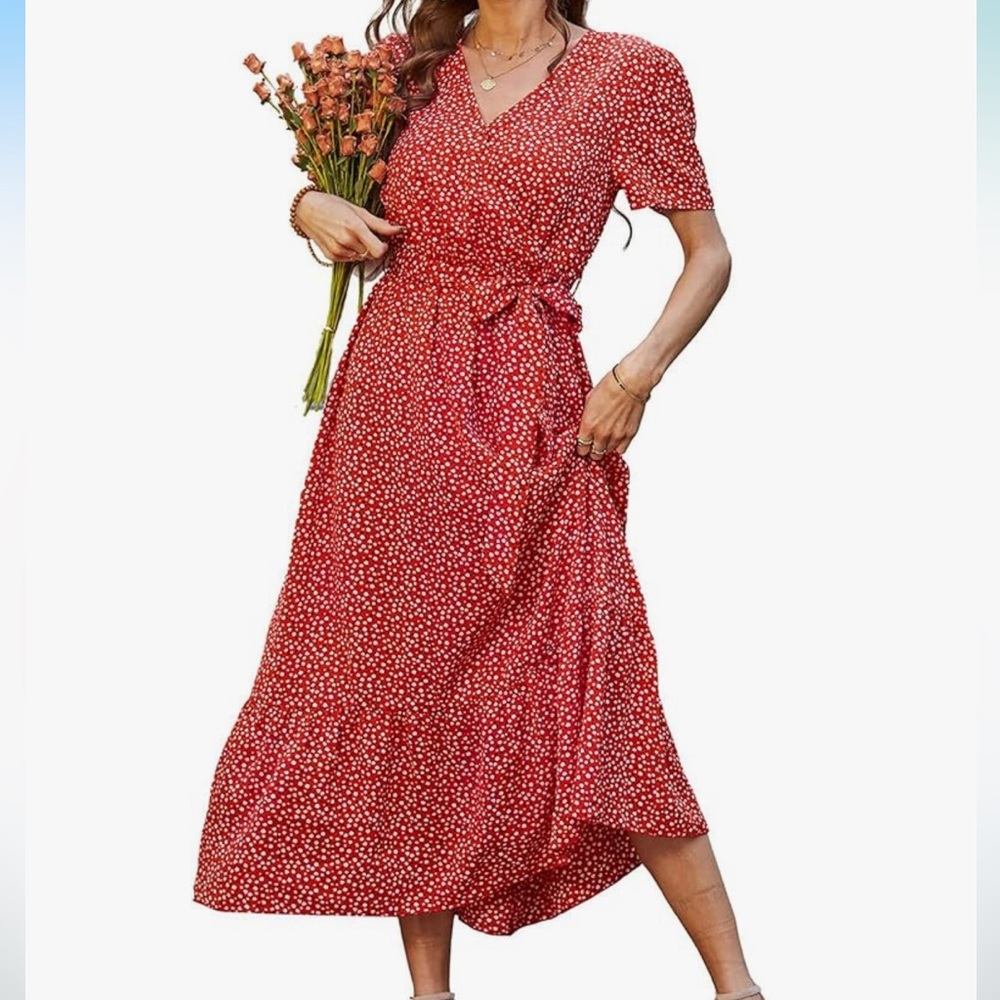 Red Floral Women's Dress
